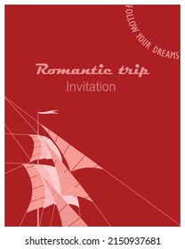 Ilustración vectorial de las velas en rojo. Romántica tarjeta de invitación de viaje, impresión o afiche. 