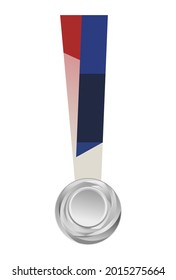 Vector illustration sailver medal. Isolated on a white background