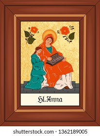 Vector illustration of Saint Anna, in a traditional style from Austria/Bavaria.