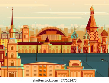 vector illustration of Saint Basilals Cathedral of Moscow, Russia