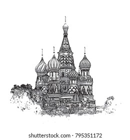 Vector illustration of Saint Basil's Cathedral in Moscow.