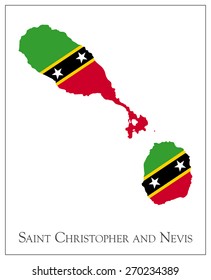 Vector illustration of Saint Christopher and Nevis flag map. Used transparency.