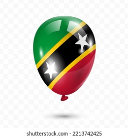 Vector illustration of Saint Kitts and Nevis country flag balloon on transparent background (PNG). Flying flag balloons for Independence Day celebrations.