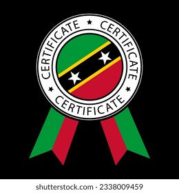 Ilustración vectorial del certificado de la cinta de San Cristóbal y Nieves sobre fondo negro.