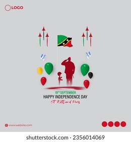 Vector illustration of Saint Kitts and Nevis Independence Day social media story feed template