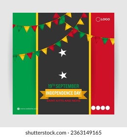 Vector illustration of Saint Kitts and Nevis Independence Day social media story feed template