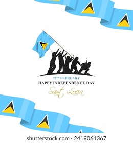 Vector illustration of Saint Lucia Independence Day social media feed template