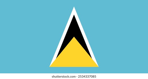 Vector illustration of the Saint Lucian flag featuring blue, yellow, black, and white colors with a central triangular emblem. Perfect for patriotic projects, cultural representations, and pride