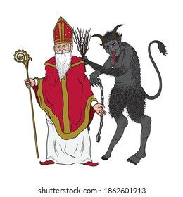 Vektorgrafik von St. Nikolaus und Krampus