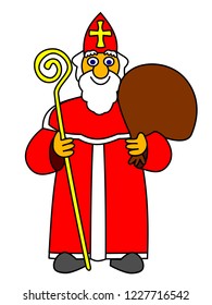 Vector illustration of Saint Nicolas, symbol of traditional holiday celebrated on 6th of December.