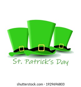 Vector illustration of Saint Patrick Day. Cloverleaf and Green Hat. Papercut.