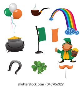 A vector illustration of Saint Patrick day icon sets