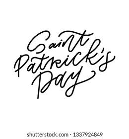 Vector illustration of  Saint Patrick's Day logotype. Patricks Day hand drawn modern calligraphy. Hand sketched lettering of Irish celebration vector design. Festival lettering typography isolated.