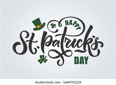 Vector illustration of Saint Patrick's Day logotype. St.Patricks Day celebration design on textured background. Lettering typography. Hand sketched St.Patricks Day icon. Beer festival decoration badge