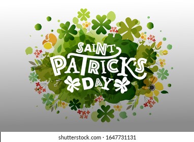 Vector illustration of Saint Patrick's Day logotype. St.Patricks Day celebration design on textured background. Lettering typography. Hand sketched St.Patricks Day icon. Beer festival decoration badge