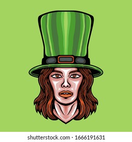 Vektorillustration-Illustration der Frau am Heiligen Patrick-Tag