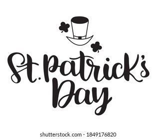Vector illustration of Saint Patrick's Day logotype. St.Patricks Day celebration design. Lettering typography. Hand sketched St.Patricks Day icon. 
