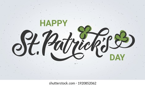 Vector illustration of Saint Patrick's Day logotype. St.Patricks Day celebration design on textured background. Lettering typography. Hand sketched St Patricks Day icon. Beer festival decoration badge