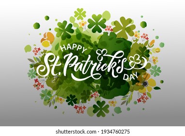 Vector illustration of Saint Patrick's Day logotype. St.Patricks Day celebration design on textured background. Lettering typography. Hand sketched St Patricks Day icon. Beer festival decoration badge