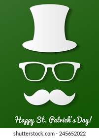 vector illustration of saint patricks day greeting card with hipster style elements 