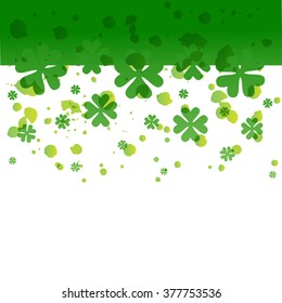 Vector illustration of Saint Patricks Day background with clover. Hand drawn Irish design for postcard, card, banner template. EPS 10. Template for invitation