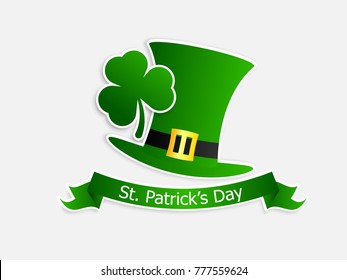 vector illustration of saint patrick's day with green leprechaun han and clover background