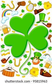 vector illustration of Saint Patrick's Day wallpaper with different symbol