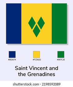 Ilustración vectorial de la bandera de San Vicente y las Granadinas aislada en un fondo azul claro. Lo más cerca posible del original. listo para usar, fácil de editar. 