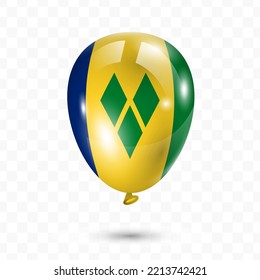 Vector illustration of Saint Vincent and the Grenadines country flag balloon on transparent background (PNG). Flying flag balloons for Independence Day celebrations.