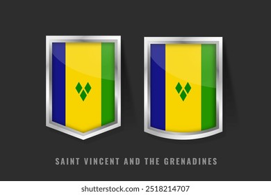 Ilustração vetorial do logotipo SAINT VINCENT Label. Sinal de emblema SAINT VINCENT SAINT VINCENT com bandeira, modelo de bandeiras de etiqueta de produto da Vincentian.