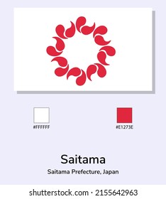 Vector Illustration of Saitama Prefecture flag isolated on light blue background. Saitama Prefecture flag with Color Codes. As close as possible to the original. ready to use, easy to edit.
