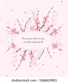 Vector illustration Sakura branch decoration. Floral background. Pink flowers