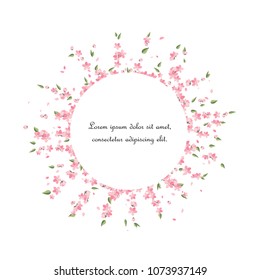 Vector illustration Sakura branch decoration. Floral background. Pink flowers