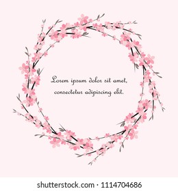 Vector illustration Sakura branch decoration. Floral background. Pink flowers