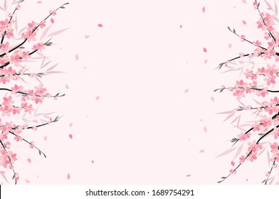 Vector illustration Sakura branch decoration. Floral background. Pink flowers