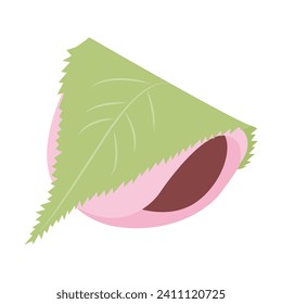 vector illustration of a Sakura mochi on white for banners, cards, flyers, social media wallpapers, etc.