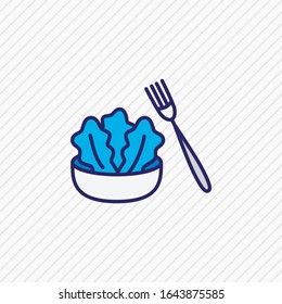 Vector illustration of salad fork icon colored line. Beautiful utensil element also can be used as healthy food icon element.