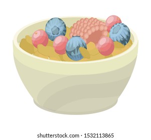 Vector illustration with salad that includes baked slices of tomato, eggplant, carrot, green beans and rosemary sprigs. Concept  healthy, proper, rational nutrition.