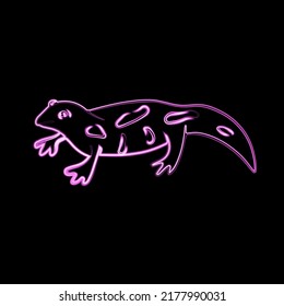 Vector illustration of salamander with neon effect.