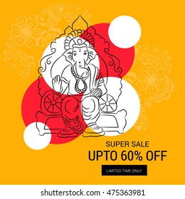 Vector illustration of a sale background for happy ganesh chaturthi festival.