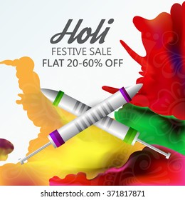 Vector illustration of a Sale background for Indian Festival Holi celebration.
