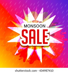 Vector illustration of Sale, banner, discount, offer, poster for Monsoon Season. 