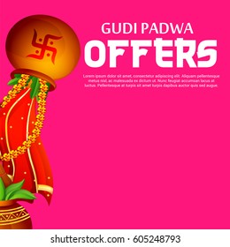 Vector illustration of a Sale Banner for Gudi Padwa Celebration.