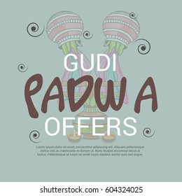 Vector illustration of a Sale Banner for Occasion of Gudi Padwa Celebration (Lunar New Year).