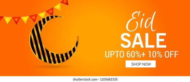 Vector illustration of a Sale Banner Or Sale Poster For Festival Of Eid Mubarak with Text space Background.