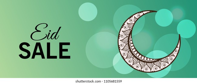 Vector illustration of a Sale Banner Or Sale Poster For Festival Of Eid Mubarak with Text space Background.