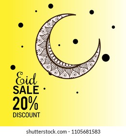 Vector illustration of a Sale Banner Or Sale Poster For Festival Of Eid Mubarak with Text space Background.