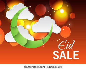 Vector illustration of a Sale Banner Or Sale Poster For Festival Of Eid Mubarak with Text space Background.