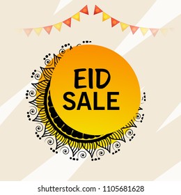 Vector illustration of a Sale Banner Or Sale Poster For Festival Of Eid Mubarak with Text space Background.