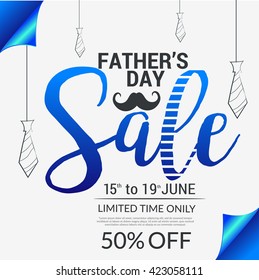 Vector illustration sale banner or poster of happy father's day.
